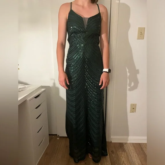 green emerald velvet dress Green Sequin Lace Ruffles Prom Dress – Lisposa